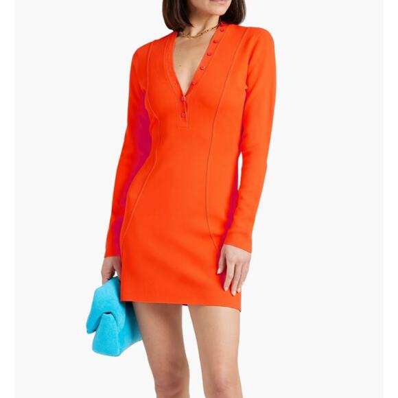 FRAME x Julia Sarr Jamois Orange Cut-Out Stretch-Woven Mini Dress, size XS - Picture 1 of 12